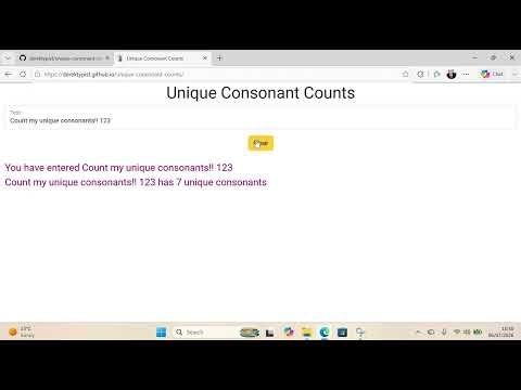 Unique Consonant Counts - HTML5/CSS3/JavaScript