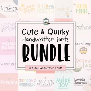 Cute and Quirky Font Bundle Handwritten Fonts for Study Notes & Carft Projects – OTF Handwritten Font Pack | Instant Download - Etsy