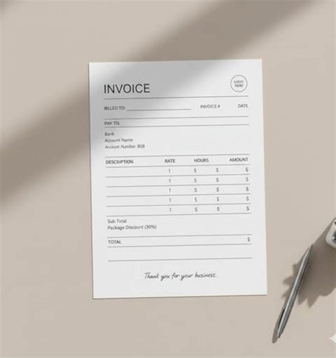 Invoice Template Printable PDF | Editable Invoice Design | Minimal Business Invoice | Small Business Digital Download - Etsy Canada