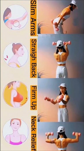 “4 Dumbbell Exercises for Slim Arms, Straight Back, Firm Upper Body & Neck Relief”