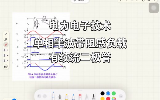 电力电子技术｜单相半波带阻感负载有续流二极管的电路及波形