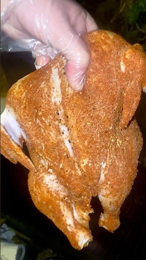 Whole Fried Chicken Cooked in Wok on BBQ 🔥 #friedchicken #bbq #cooking