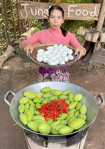 88K views · 284 reactions | Baby Duck eggs with Green Mangoes Recipe | Jungle Food | Facebook