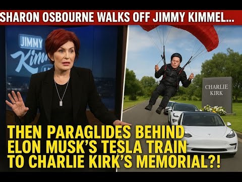 Sharon Osbourne Walks Off Jimmy Kimmel Then Rides Elon Musk’s Tesla Train to Charlie Kirk’s Memorial