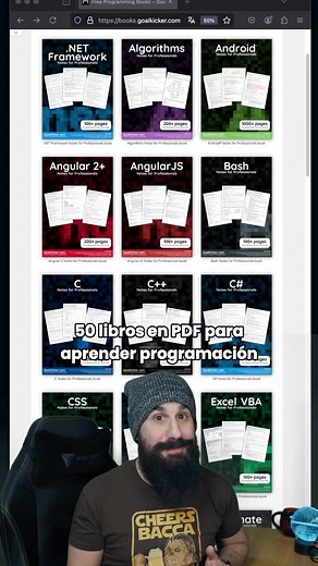 Brais Moure on Instagram: "50 libros de programación GRATIS en PDF!  (y de manera 100% legal) → Python, JavaScript, React, SQL, Git, MongoDB, Java, Algoritmos y muchísimos más → Seleccionas el que quieras y lo descargas, sin registros.  Sólo tienes que buscar "GOALKICKER" #programador #programacion #programadores #libros #libro"