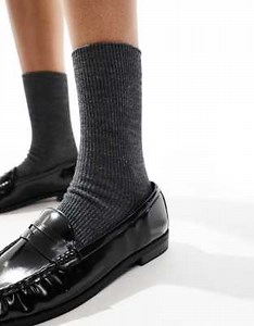 ASOS DESIGN ankle socks in fine wool in grey | ASOS