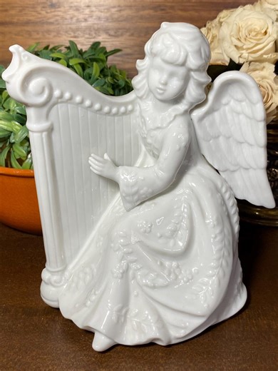 Vintage Porcelain Angel Harp Music Box, Midwest Importers Japan, Grace Hymn - Etsy