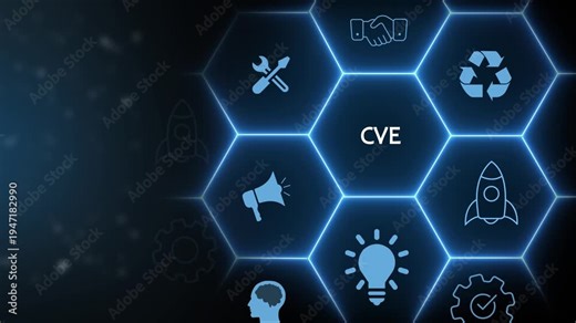 CVE acronym. Common vulnerabilities and exposures concept, business, modern technology, internet and social media icons
