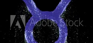 Animation of the astrological sign of taurus emerging from the liquid