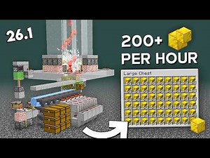 Minecraft Gold Farm 26.1 | 200+ Gold Blocks/Hour (Auto Crafter!)