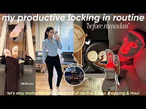 my productive༺locking in༻ routine before Ramadan🎀🌙🩰|أيام قبل رمضان مع العيشة بوحدي 🍿🧘🏻‍♀️