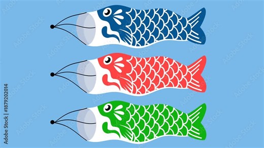 An animation of the iconic Koinobori festival from Japan with a background that can be changed with chroma key.