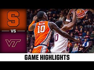 Syracuse vs. Virginia Tech Game Highlights | 2024-25 ACC Men's Basketball