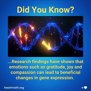 A growing body of research is uncovering a remarkable relationship between the thoughts, feelings and attitudes we have each day and our physical DNA. In one fascinating series of experiments, HeartMath Institute researchers discovered that as we are in a state of heart coherence - especially when radiating emotions like love, compassion or gratitude - it can significantly impact the physical aspects of DNA strands. Understanding the real, tangible effects of heart-based emotions on our health c