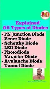 All Types of Diodes Explained | PN, Zener, Schottky, LED, Varactor & Tunnel Diode #Electronics