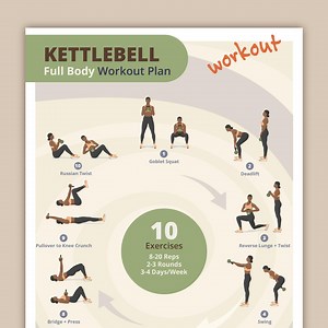 Full Body Kettlebell Workout Plan | Full Body Workout Plan | Strengthen Legs, Arms & Core | Fitness Guide   Tracker | Instant Download PDF - Etsy