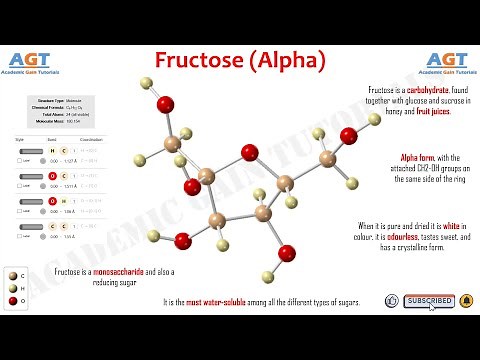 Fructose (Alpha) - 3D Animated Molecular Structure, Mass, Bonds, Formula.
