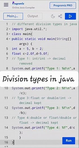Episode 3: Division types in java