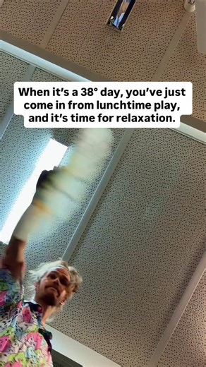 Luke Springer (iam.mrluke) on Instagram: "A great Australian heatwave means lights off, calm music on, floor time, and a gentle fan of cool air because who doesn’t love that. #teacherlife #school #classroom #heatwave #mrluke"