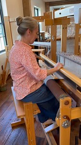 Rachel @craftedbylocals weaving on our dobby loom. . . #handweavers#handwoventeatowels #handmade | Homestead Fiber Crafts
