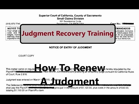 Judgment Recovery Training | How To Renew A Judgment In California?