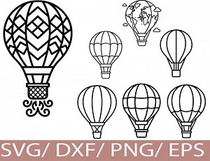 Hot Air Balloon SVG Silhouette, Vintage Balloon Outline Set for Crafts & Wall Art - Etsy Canada