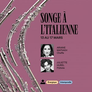 ✨ La flûtiste Juliette Hurel et la cheffe invitée Ariane Matiakh viennent d'arriver à Montréal pour notre série de concerts Songe à l'italienne qui débute dès demain! Vous pourrez entendre Juliette dans l'Aile du songe, concerto pour flûte de la grande compositrice Kaija Saariaho ou le concerto pour flûte no. 1 de Mozart (en arrondissement seulement). 🎶 Mercredi 13 mars à 19 h 30 à Saint-Laurent Jeudi 14 mars à 19 h 30 à Saint-Léonard Vendredi 15 mars à 19 h 30 à Mercier–Hochelaga-Maisonneuve D