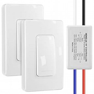 Wireless Light Switch and Receiver Kit, No in Wall Wiring Required, Remote Control Wall Switch Lighting Fixture for Ceiling Lights, Fans, 100 Ft RF Range, Programmable(2 Pack)