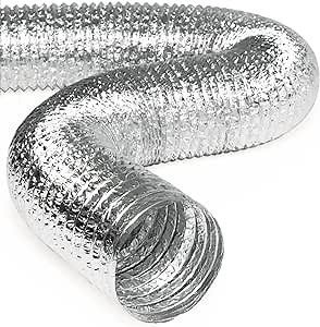HVAC Premium 10" Inch Aluminum Hose Flexible Air Duct Pipe for Rigid HVAC Flex Ductwork- 25' Feet Long - Amazon.com