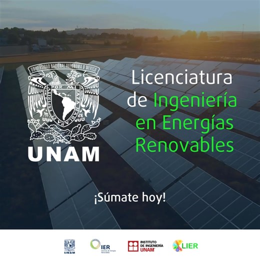 La Licenciatura de Ingeniería en Energías Renovables #LIER de la #UNAM forma profesionales que liderarán la transición energética hacia un futuro más sostenible. 🌍 Esta carrera te prepara para diseñar y gestionar soluciones energéticas innovadoras, utilizando tecnologías renovables como la solar, eólica y geotérmica. 🌞💨 ⚡♻️Únete a este movimiento y haz la diferencia en el mundo. 👩🏽‍💻Inscríbete en nuestro formulario y recibe toda la información sobre el proceso de admisión a la #LIER para e