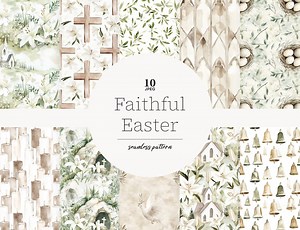 Easter Digital Paper Religious Cross Seamless Patterns Neutral Easter Backgrounds - Etsy