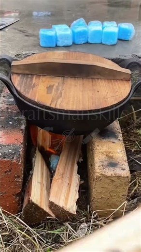 Build Simple Outdoor Brick Fire Pit Whole Process of Firewood Cooking