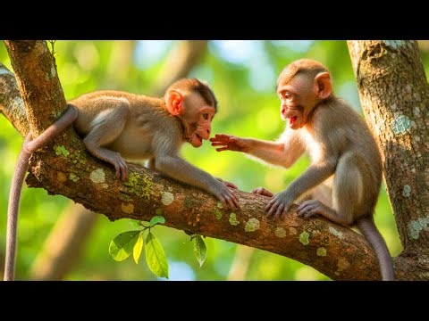 Tender Moments Macaque Mother Teaching Her Baby to Forage