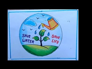 2 different save water drawings.How to draw world environment day poster, Save nature drawing easy