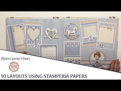 10 different layouts using Stamperia Papers, Chipboards and Decorative Chips