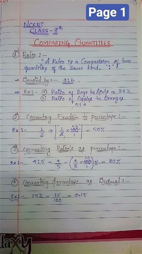Class 8 Maths – Comparing Quantities Formulas | Ratio, Percentage Tricks