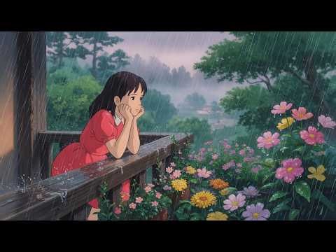 Ghibli Rainy Day Loop | Peaceful 1990s Forest Balcony Scene with Relaxing Rain Sounds