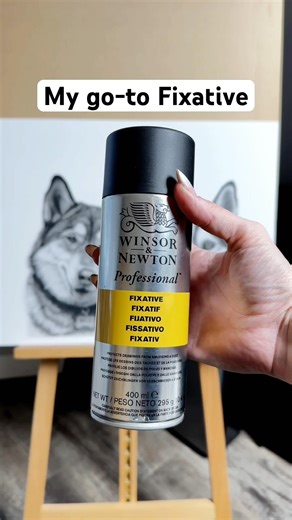 The final touch✨ My go-to fixative for charcoal & graphite: Winsor & Newton Professional Fixative.