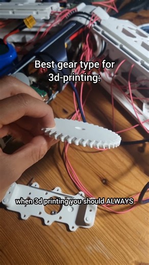 Manafish ROV on Instagram: "This type of gear almost always beats normal gears for 3d-printing, here's why (and how to make them)! Herringbone gears is a type of gear where each tooth has the shape of an arrow. This has two main advantages over normal spur gears: 1. The transmission is more smooth. 2. They have a self aligning effect, the teeth lock into each other and make the gears align as shown in the video. The second benefit is extremely useful for 3d prints! But why? It's because 3d-print