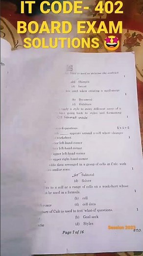 CLASS 10 INFORMATION TECHNOLOGY CODE-402 BOARD EXAM SOLUTION 🤩 #important