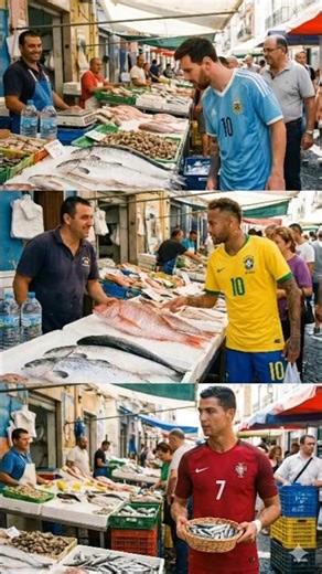 Messi, Neymar & Ronaldo Caught Shopping… at a Fish Market?! 🐟🔥 #Shorts #Messi #Ronaldo #Neymar #CR7