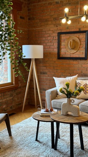 Character, texture and warmth 🤎 Our recent staging project in over a 100yr old heritage building! . . #yegrealestate #yeghomes #yeg #yeglocal #yegstylist #yegdesigner #yegbiz #edmontonliving #yeglife #beforeafter #loftdecor #loft #brickwalls #livingroominspo | Tanyia Lehune