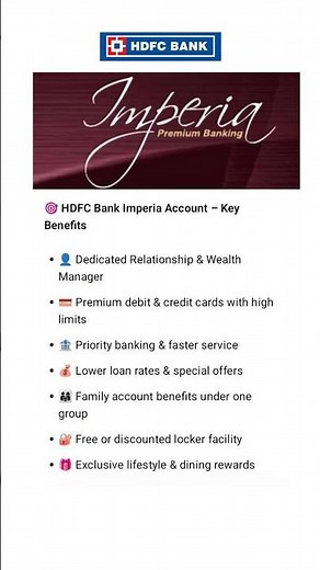 💎 HDFC Bank Imperia Account – Top Benefits #HDFCBank #ImperiaAccount #FinanceShorts