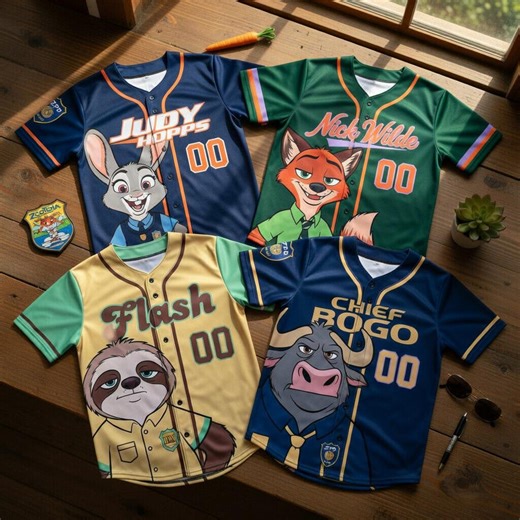 Disney Zootopia Baseball Jerseys - Judy Hopps, Nick Wilde, Flash, Chief Bogo Fan Gear - Etsy