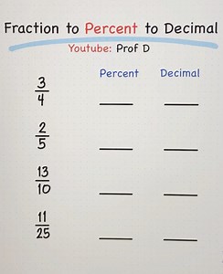 3.6M views · 39K reactions | 3-Minute Maths: How to Convert Fractions into Percent and Decimals 樂 | Prof D | Facebook