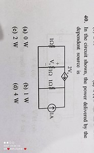 In the circuit shown, the power delivered by the dependent source is