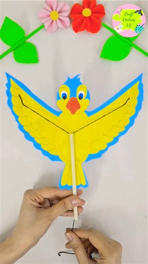 Easy to make flying bird puppet for kids #craftchutney2 #storytelling #kids