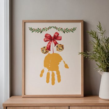 Christmas Bells Handprint Craft, Winter Bell Footprint Keepsake Art