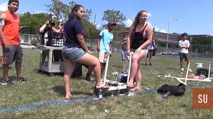 9.4K views · 167 reactions | Syracuse University College of Engineering and Computer Science students designed water balloon launchers and tested them with Associate Dean Hasenwinkel as their target! | Syracuse University | Facebook