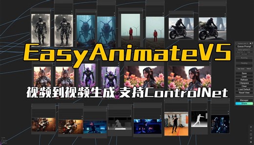 EasyAnimateV5新增视频到视频生成支持ControlNet控制,更好的文&图生视频